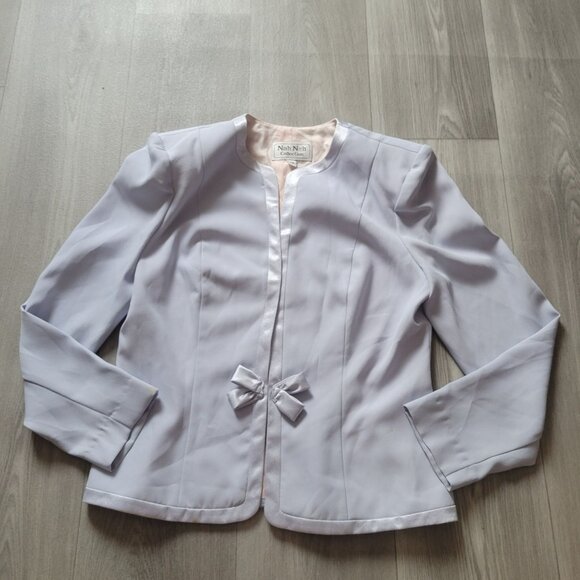 Elegant Nah Nah Collection Light Purple Blazer Satin Accents & Bow Details Size - Picture 2 of 10